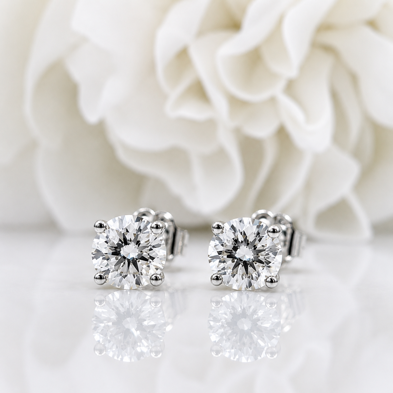 0.75 Total Carat Weight Round Brilliant Cut Lab Grown Diamond Stud Earrings | Platinum