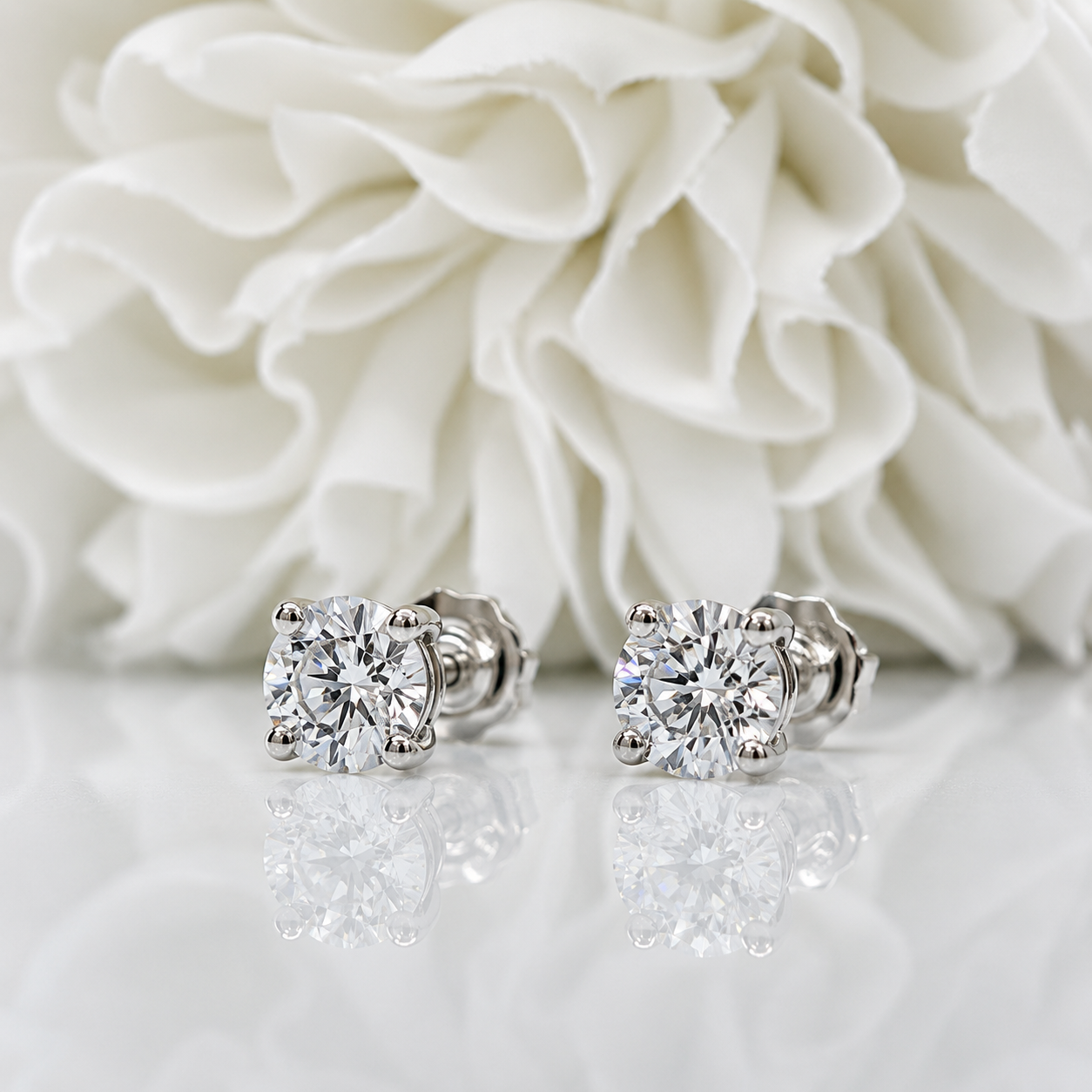 0.50 Total Carat Weight Lab Grown Diamond Studs | 14K White Gold
