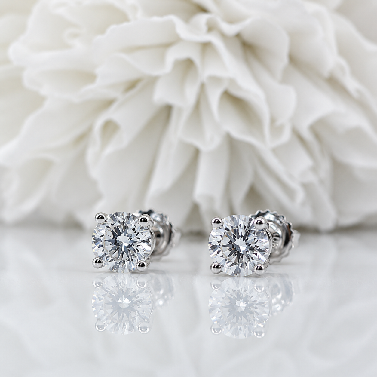 0.37 Total Carat Weight Round Brilliant Cut Lab Grown Diamond Stud Earrings | Platinum
