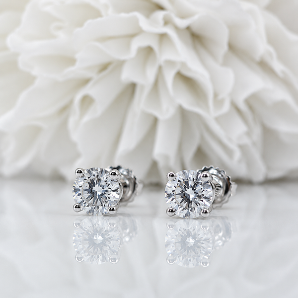 0.37 Total Carat Weight Round Brilliant Cut Lab Grown Diamond Stud Earrings | Platinum