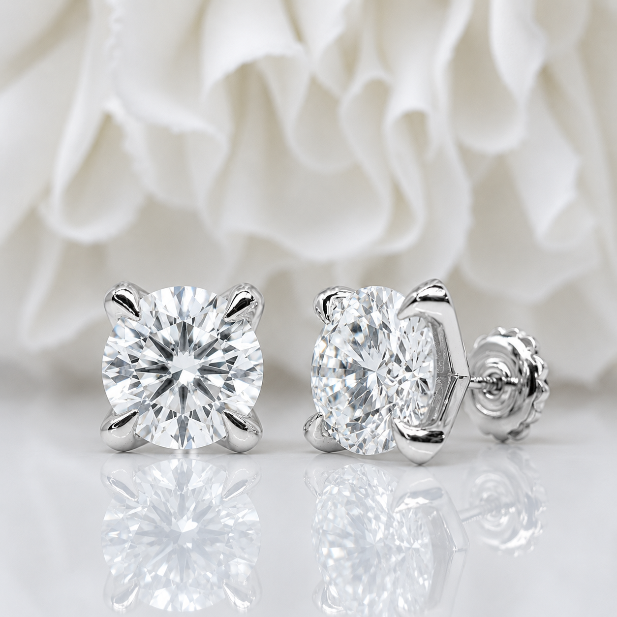 4.00 Total Carat Weight Lab Grown Diamond Studs | 14K White Gold