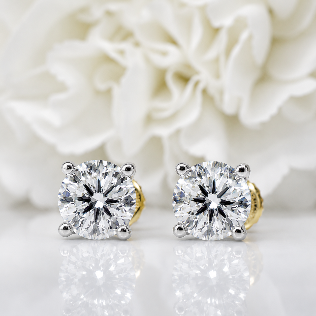 2.00 Total Carat Weight Lab Grown Diamond Studs | 14K Yellow Gold