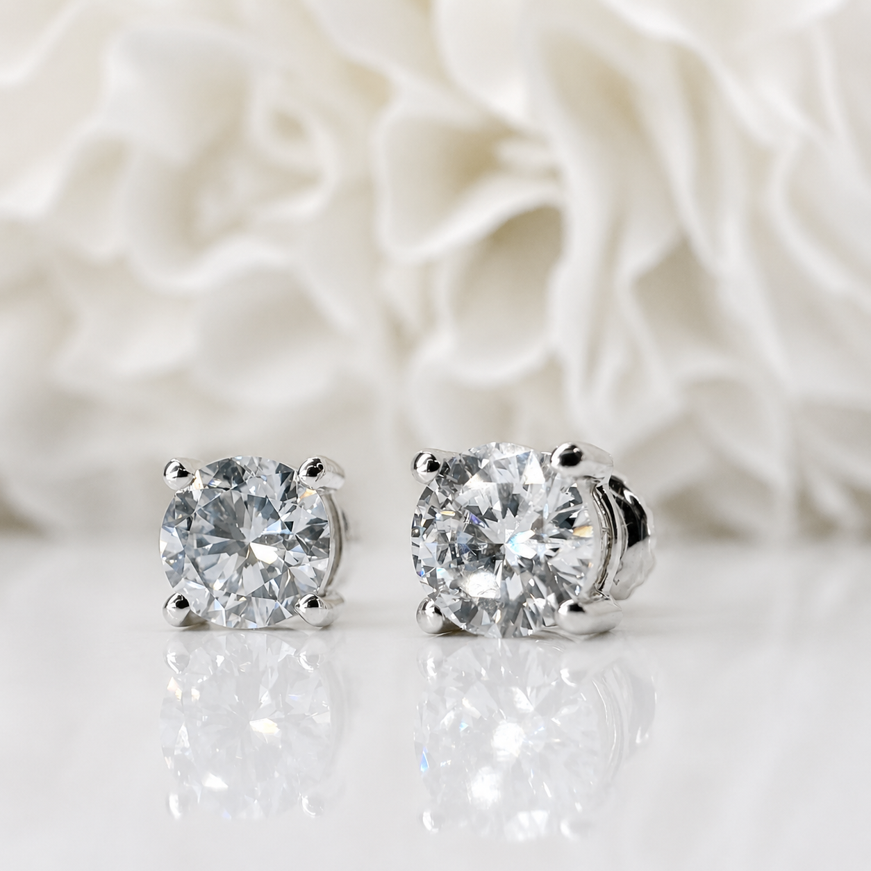 1.50 Total Carat Weight Lab Grown Diamond Studs | 14K White Gold
