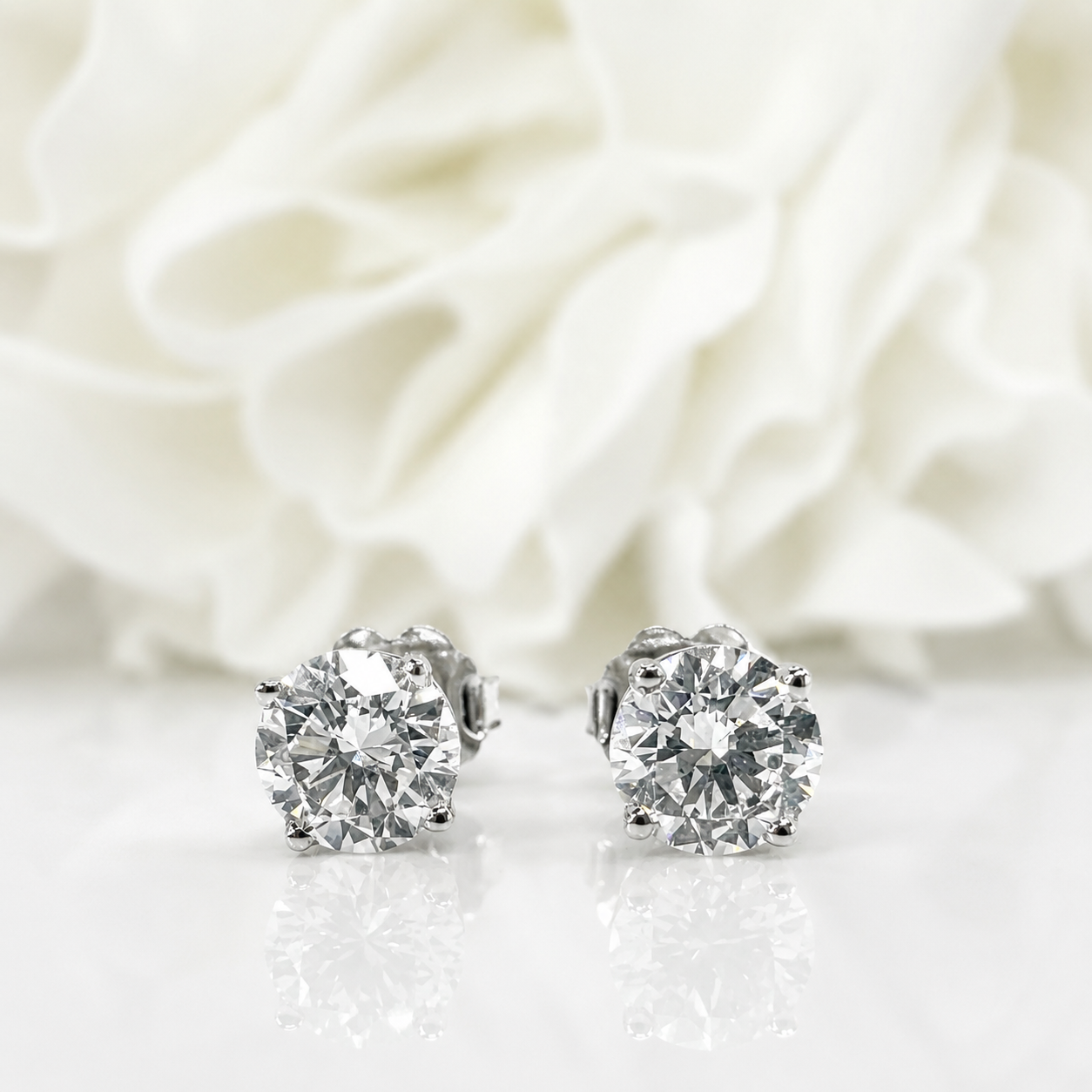 1.25 Total Carat Weight Lab Grown Diamond Stud Earrings | 14K White Gold