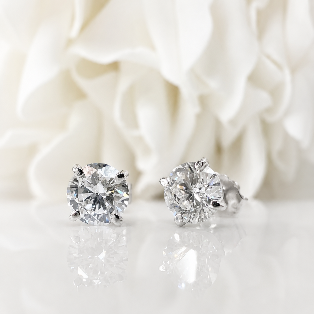 1.06 Total Carat Weight Round Brilliant Cut Lab Grown Diamond Stud Earrings | Platinum
