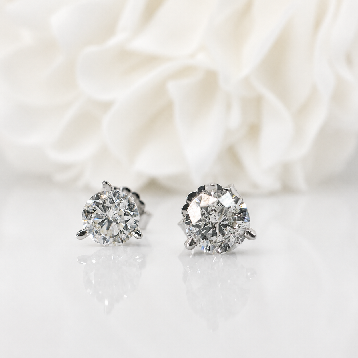 1.00 Carat Natural Diamond Studs | 14K White Gold
