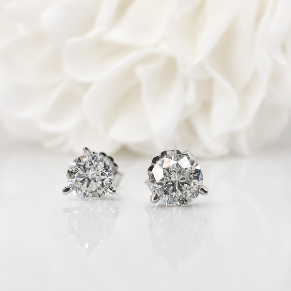 1.00 Carat Natural Diamond Studs | 14K White Gold