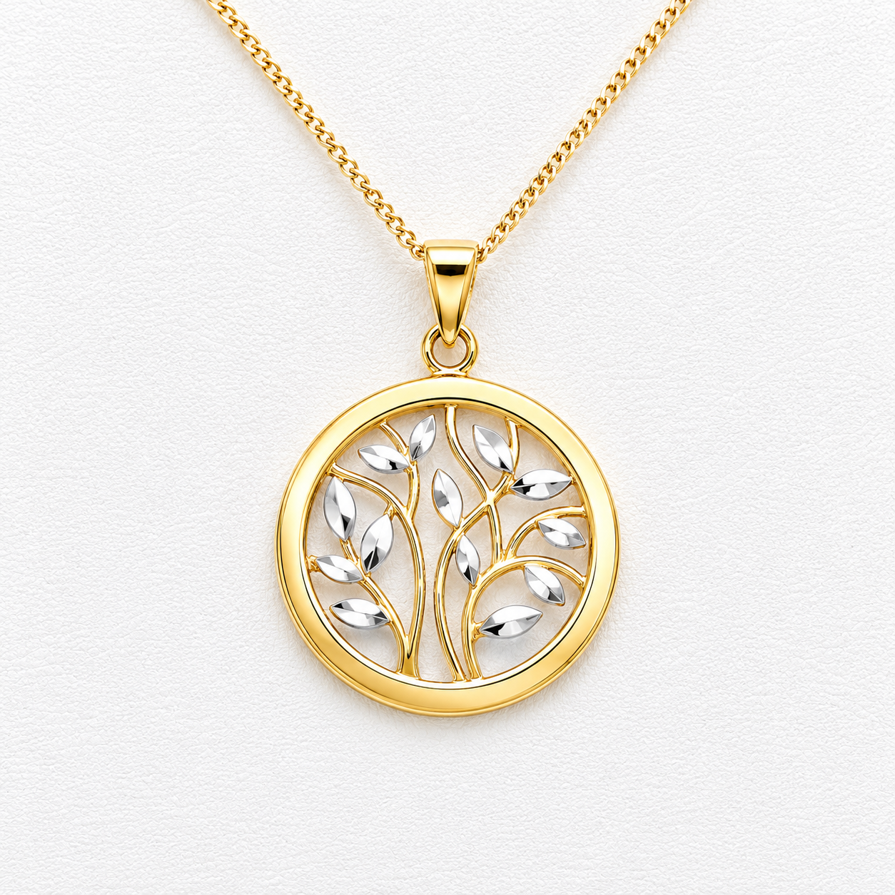 Tree of Life Pendant | 10K Yellow & White Gold