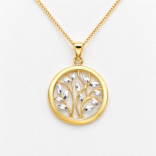 Tree of Life Pendant | 10K Yellow & White Gold