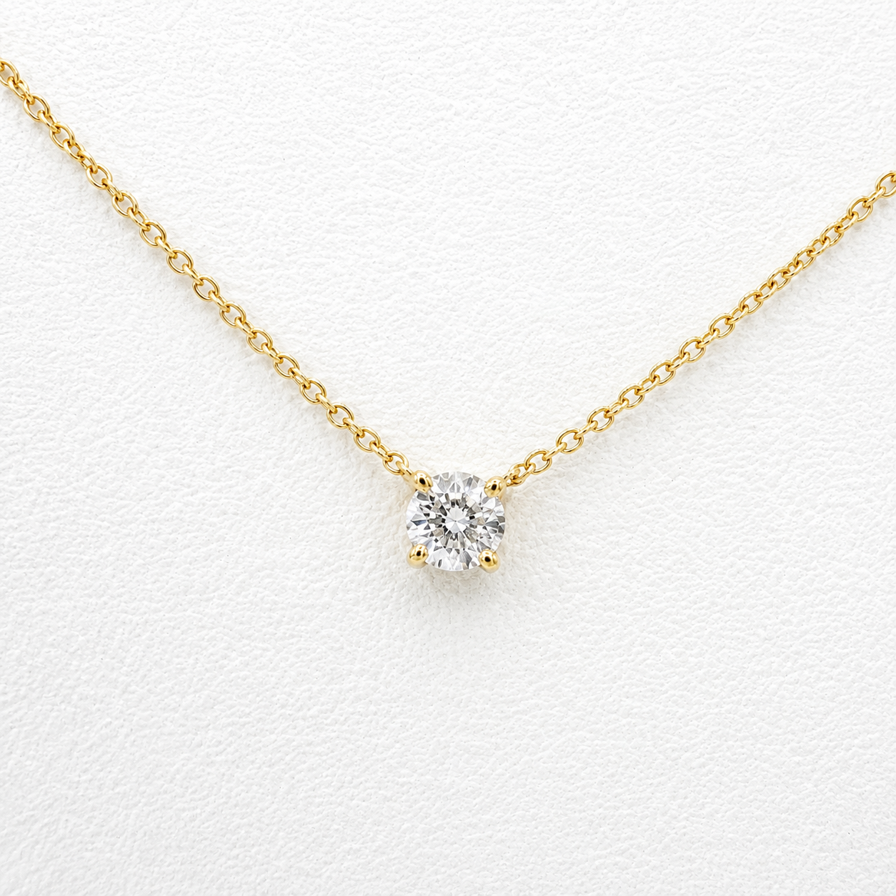 0.28 Carat Round Brilliant Lab Grown Diamond Necklace With Heart Cut Lab Grown Diamond Accent | 10K Yellow Gold
