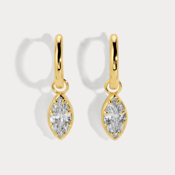 Lili Claspe Cleo Marquise Huggies 10mm | Gold Plated