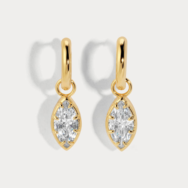Lili Claspe Cleo Marquise Huggies 8mm | Gold Plated