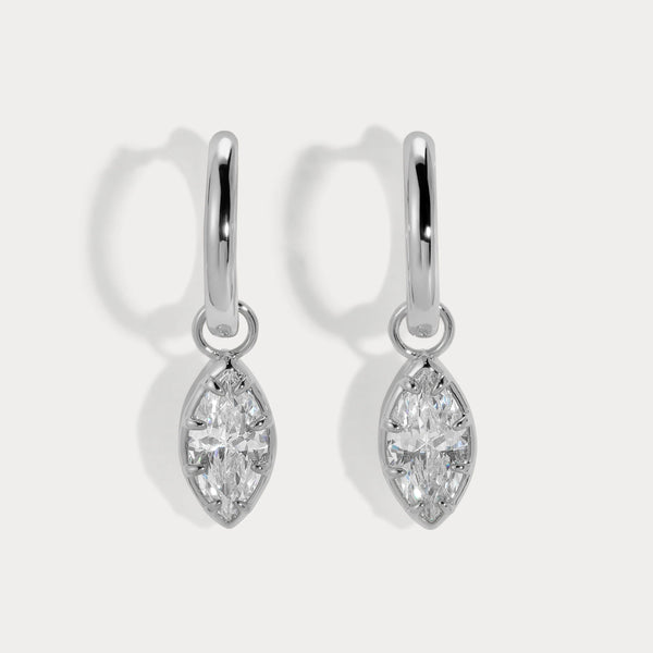 Lili Claspe Cleo Marquise Huggies 10mm | Silver Plated