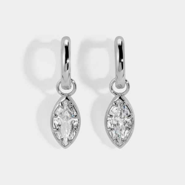 Lili Claspe Cleo Marquise Huggies 8mm | Silver Plated