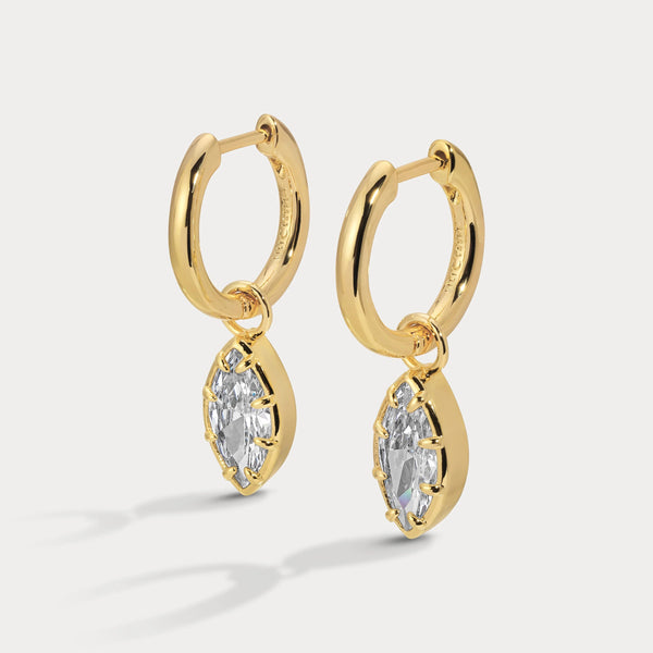 Lili Claspe Cleo Marquise Huggies 10mm | Gold Plated