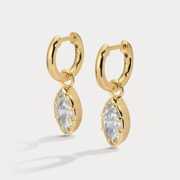 Lili Claspe Cleo Marquise Huggies 8mm | Gold Plated