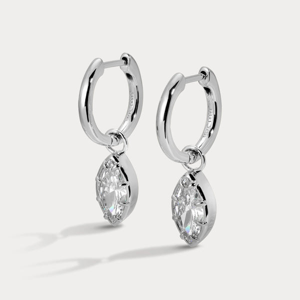 Lili Claspe Cleo Marquise Huggies 10mm | Silver Plated