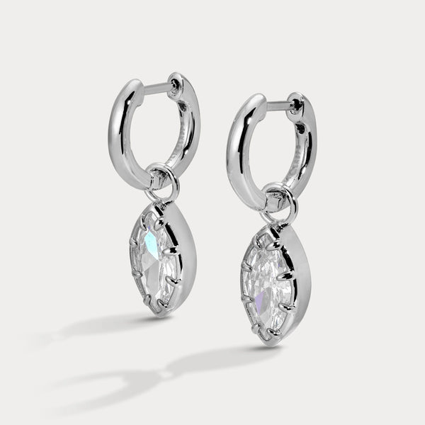 Lili Claspe Cleo Marquise Huggies 8mm | Silver Plated