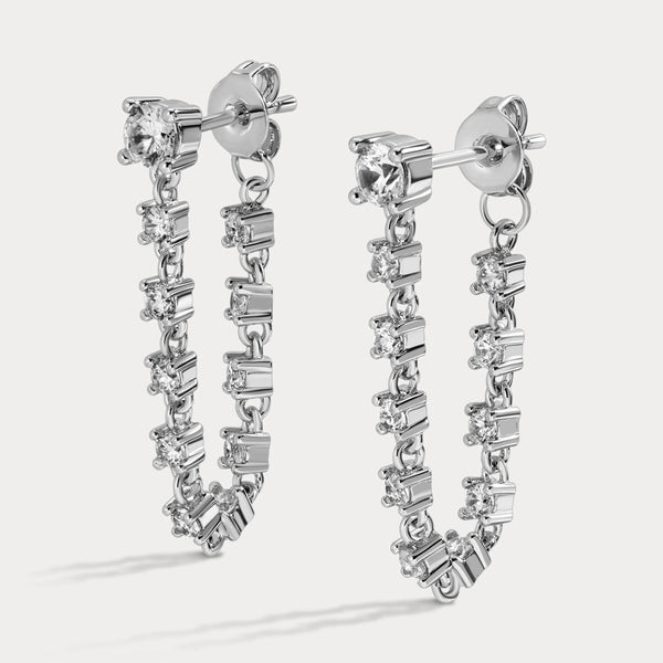 Lili Claspe Esther Chain Earrings | Silver Plated