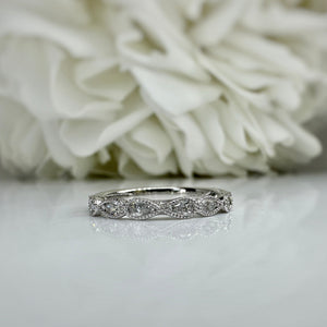10k White Gold Pear and Round Brilliant Lab Grown Diamond Band