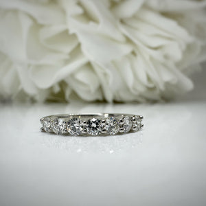10k white gold natural 7 stone diamond band
