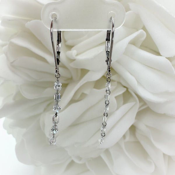 Lab Grown Diamond Dangling Drop Earrings | 10K White Gold