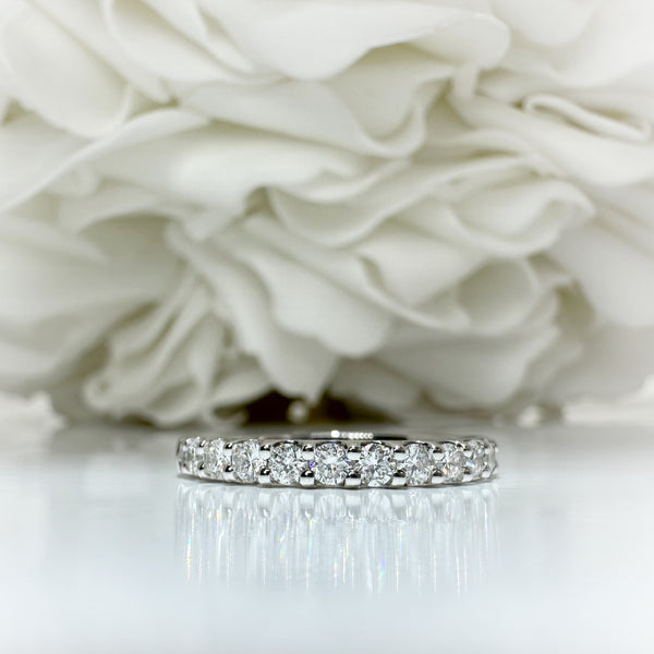 Sterling silver wedding band with diamonds 