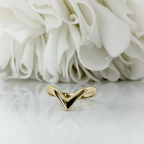 Custom Hand Made "V" Shaped Anniversary Band | 14K Yellow Gold