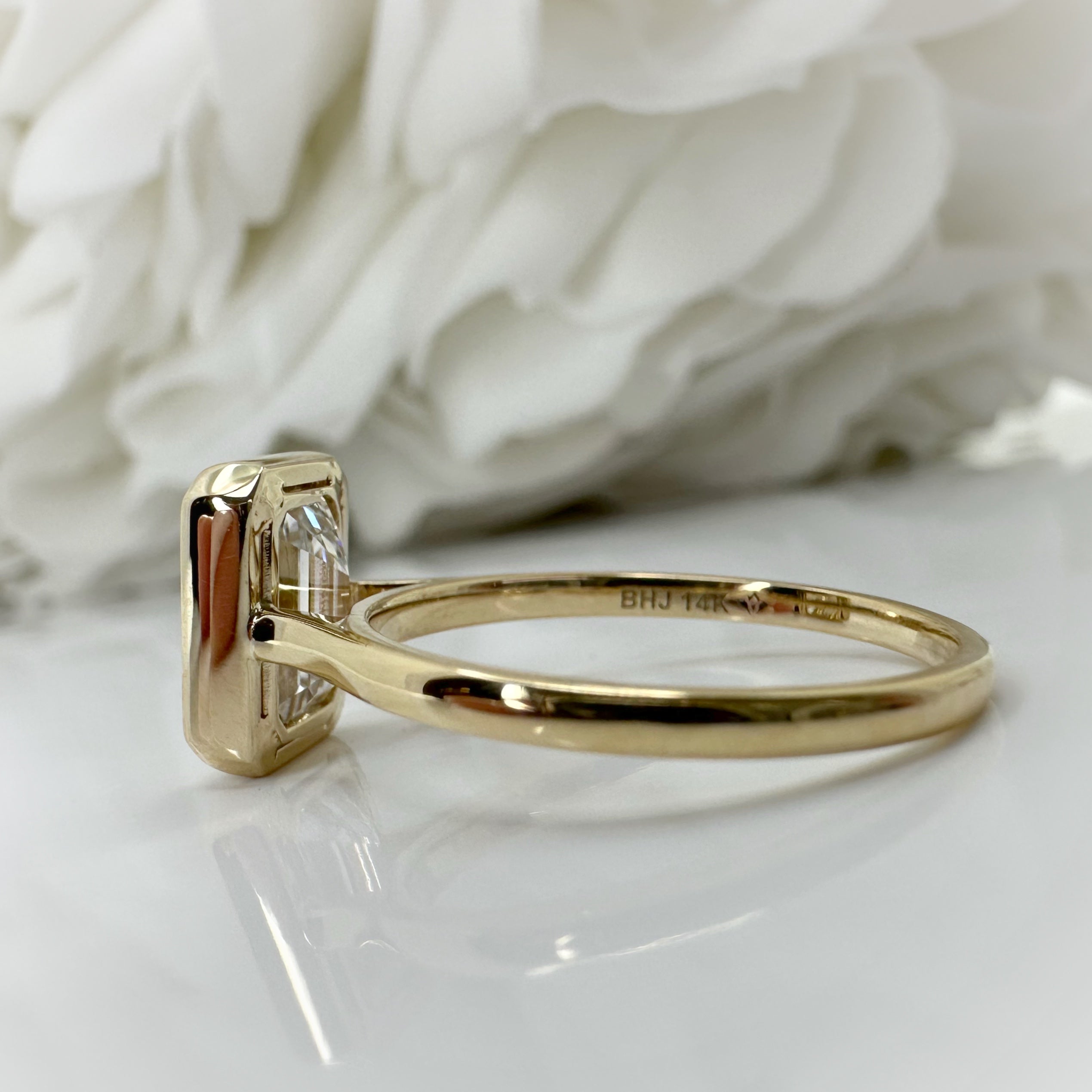 2.00 Carat Lab Grown Emerald Bezel Set Engagement Ring|14KY