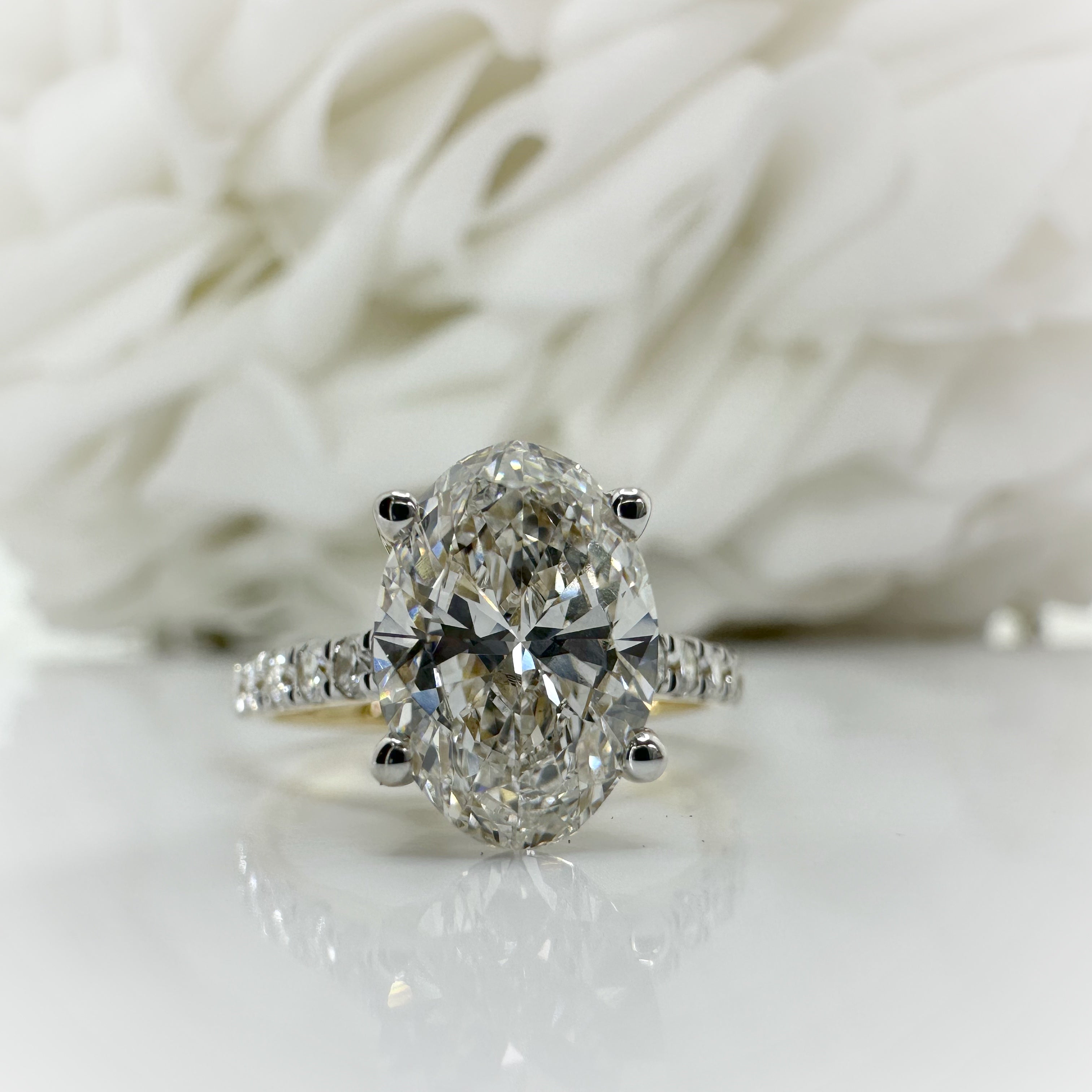 2.00C Oval Lab Grown Accented Engagement Ring|14K Yellow