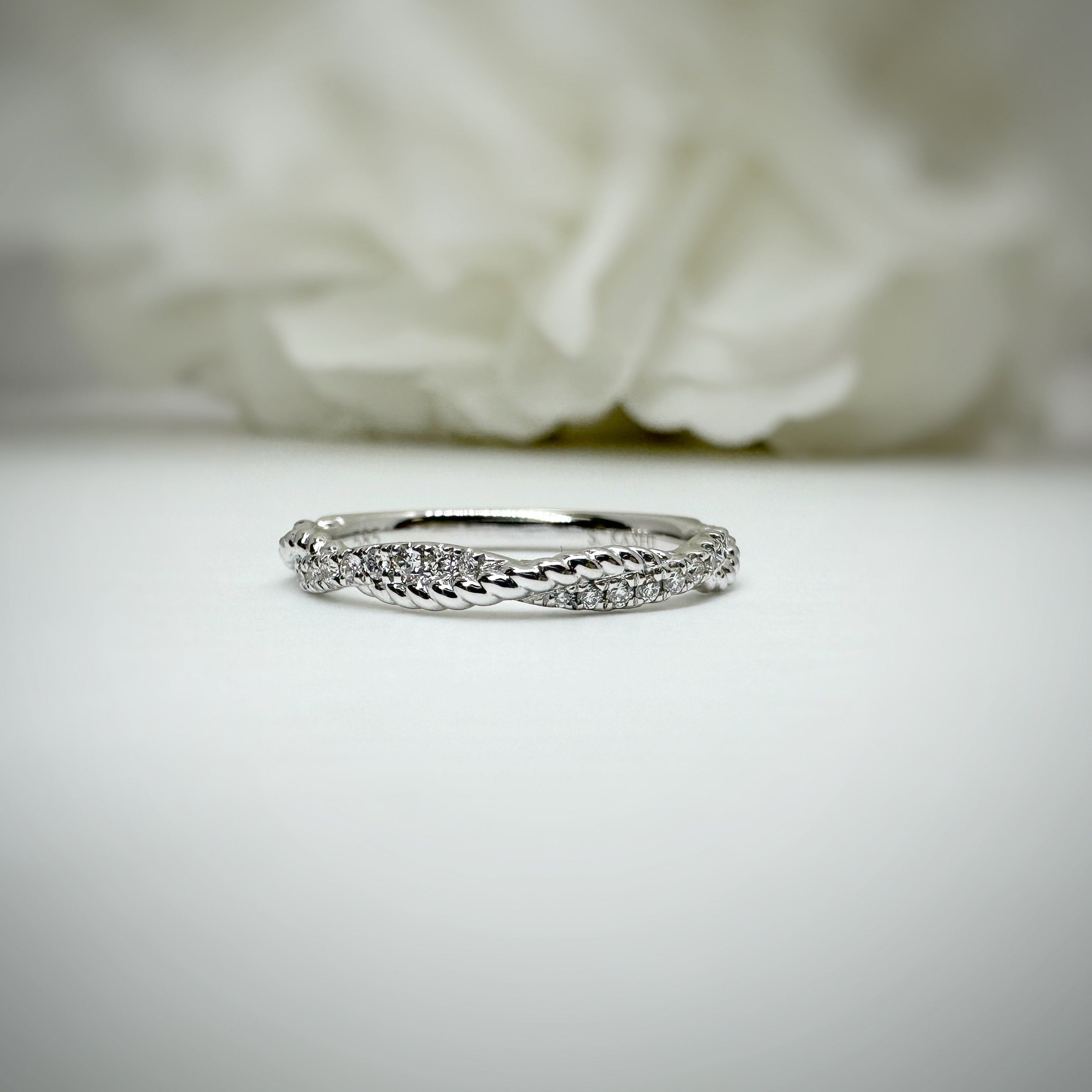 Braided Diamond Wedding Band 14k White Gold TompkinsJewellers