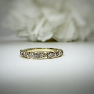 10k yellow gold pear and oval lab grown diamond band