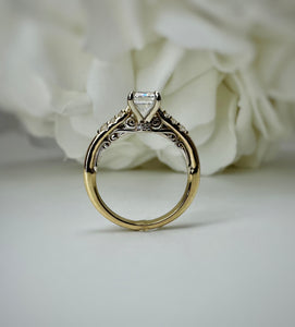 14k 2 tone Emerald cut Diamond Engagement Ring - Lab Grown
