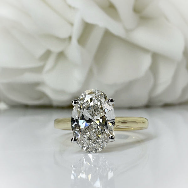2.00 Carat Lab Grown Diamond Oval Solitaire Engagement Ring | 14K Yellow Gold