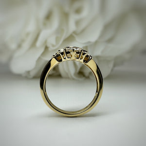 Vintage Inspired Round and Baguette Diamond Engagement Ring