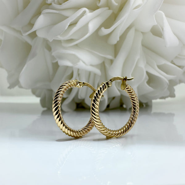Hollow Rope Hoops | 10K Yellow Gold