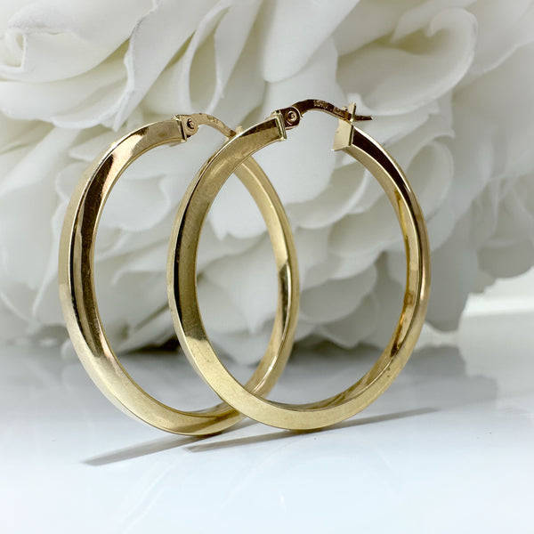 Square Edge Hoop Earrings | 10K Yellow Gold