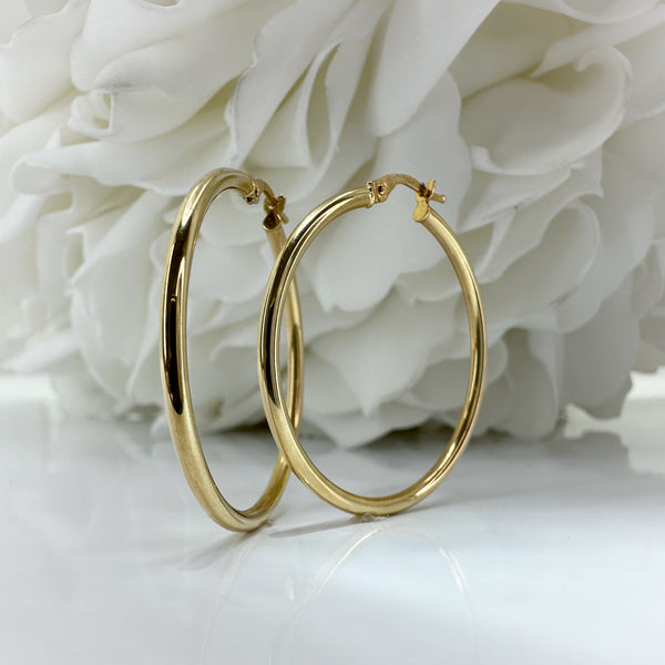 Narrow Width Hoop Earrings | 10K Yellow Gold