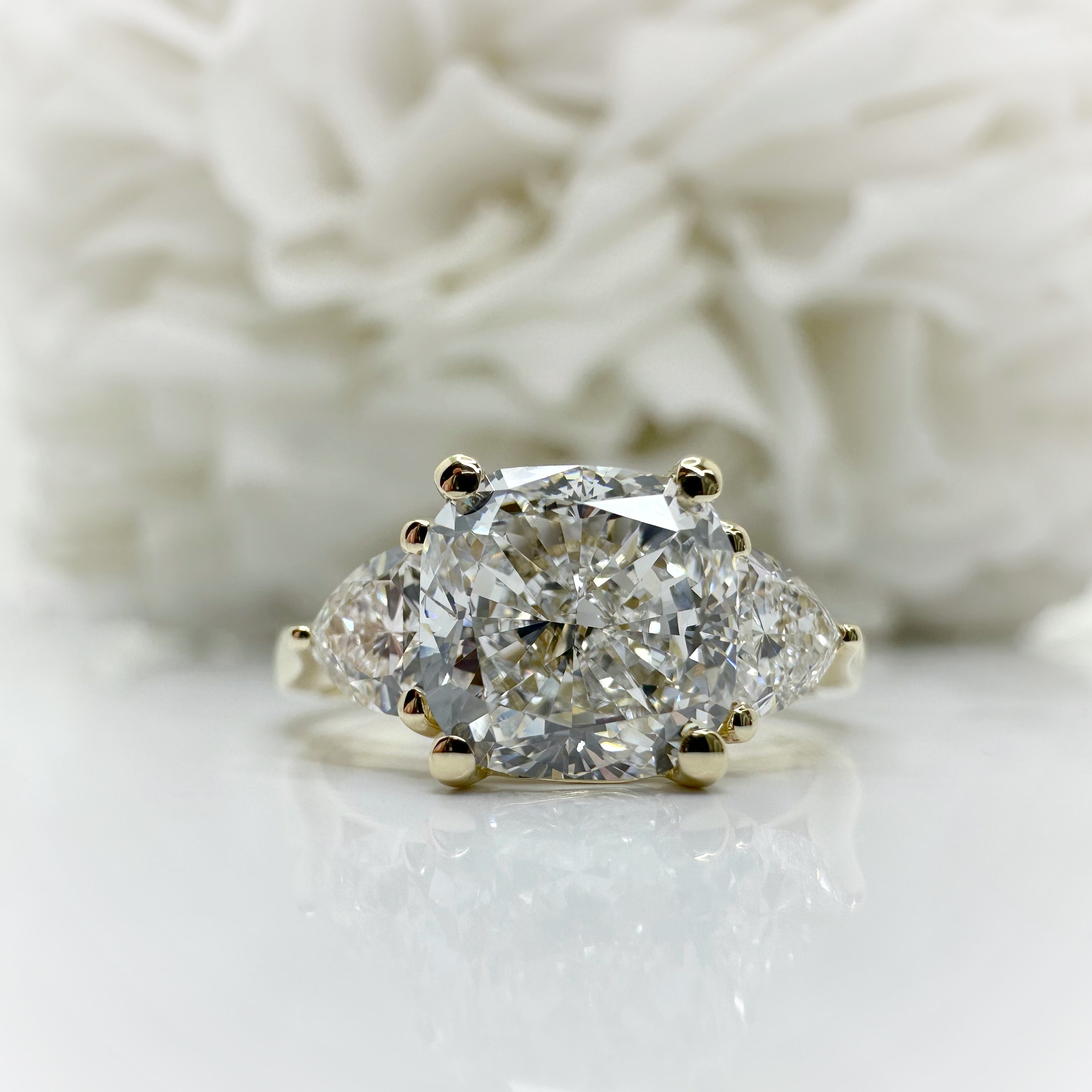 2.50 Total Carat Weight 3 Stone Lab Grown Diamond Engagement Ring | 14k Yellow Gold