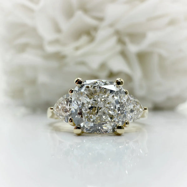2.50 Total Carat Weight 3 Stone Lab Grown Diamond Engagement Ring | 14K Yellow Gold