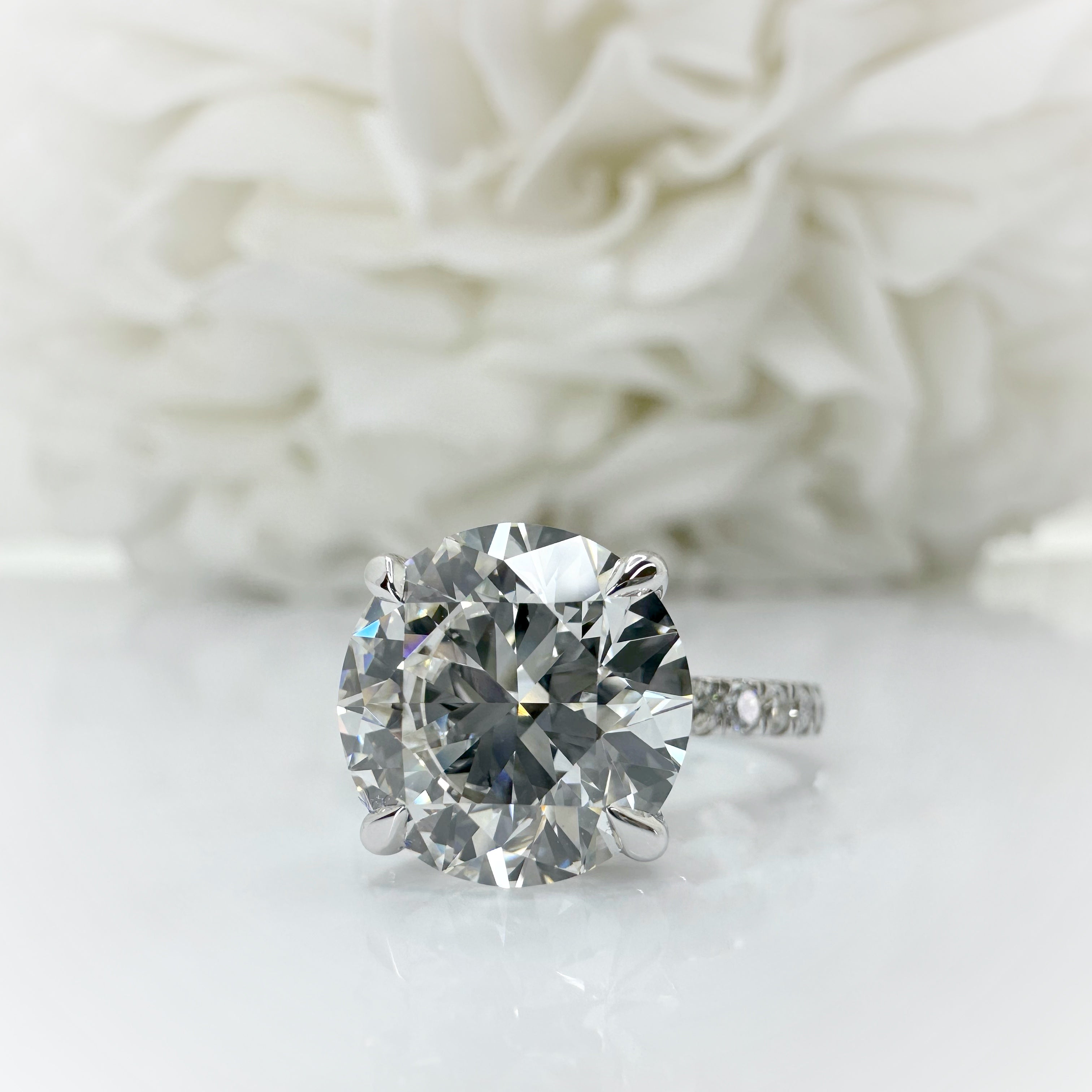 4.00 Carat Round Brilliant Lab Grown Diamond Accented Engagement Ring | 14k White Gold