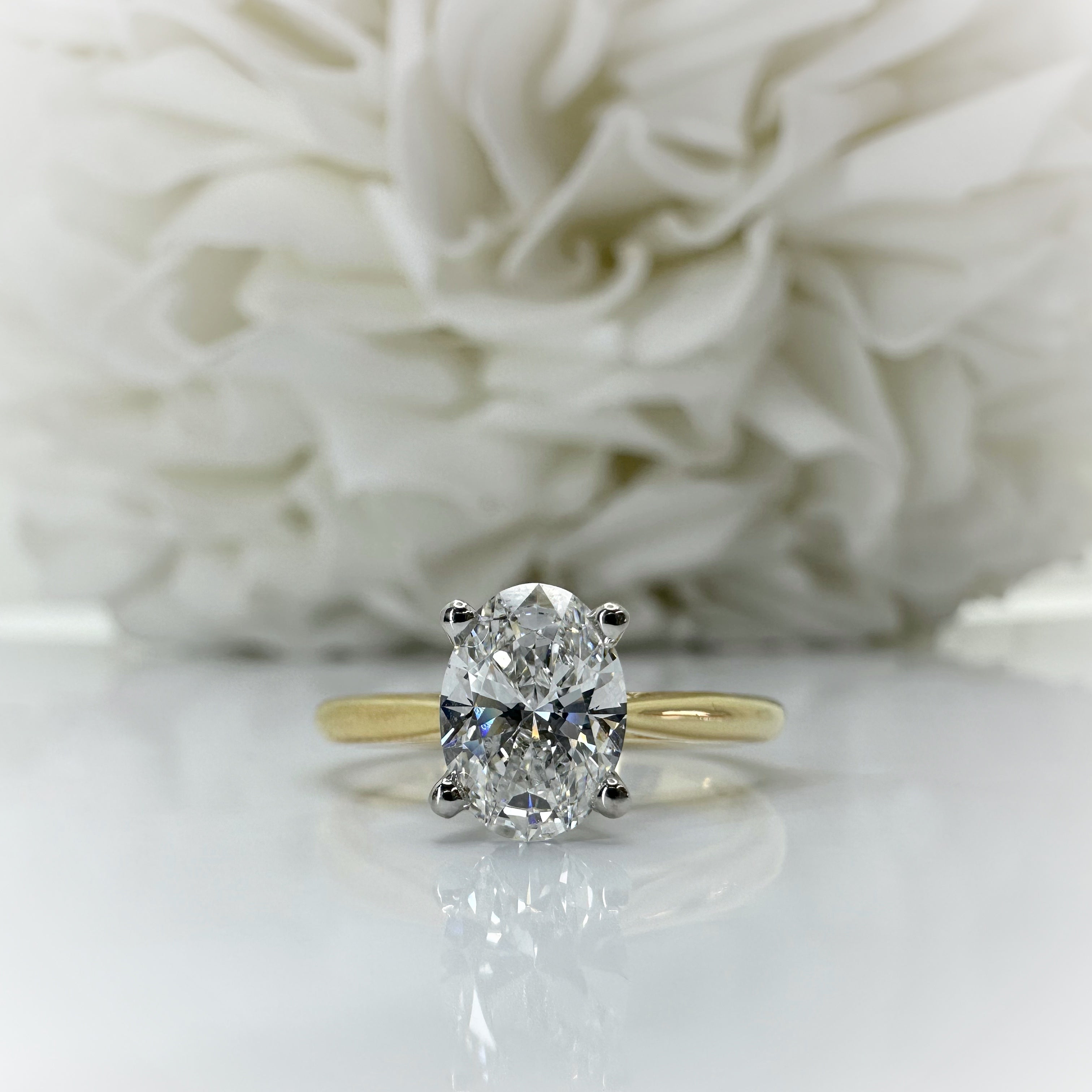 1.05 Carat Oval Lab Grown Diamond Engagement Ring | 14k Yellow Gold & Platinum