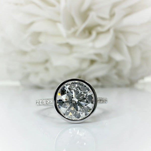 2.03 Carat Round Brilliant Cut Bezel Set Lab Grown Diamond Engagement Ring | 10K White Gold