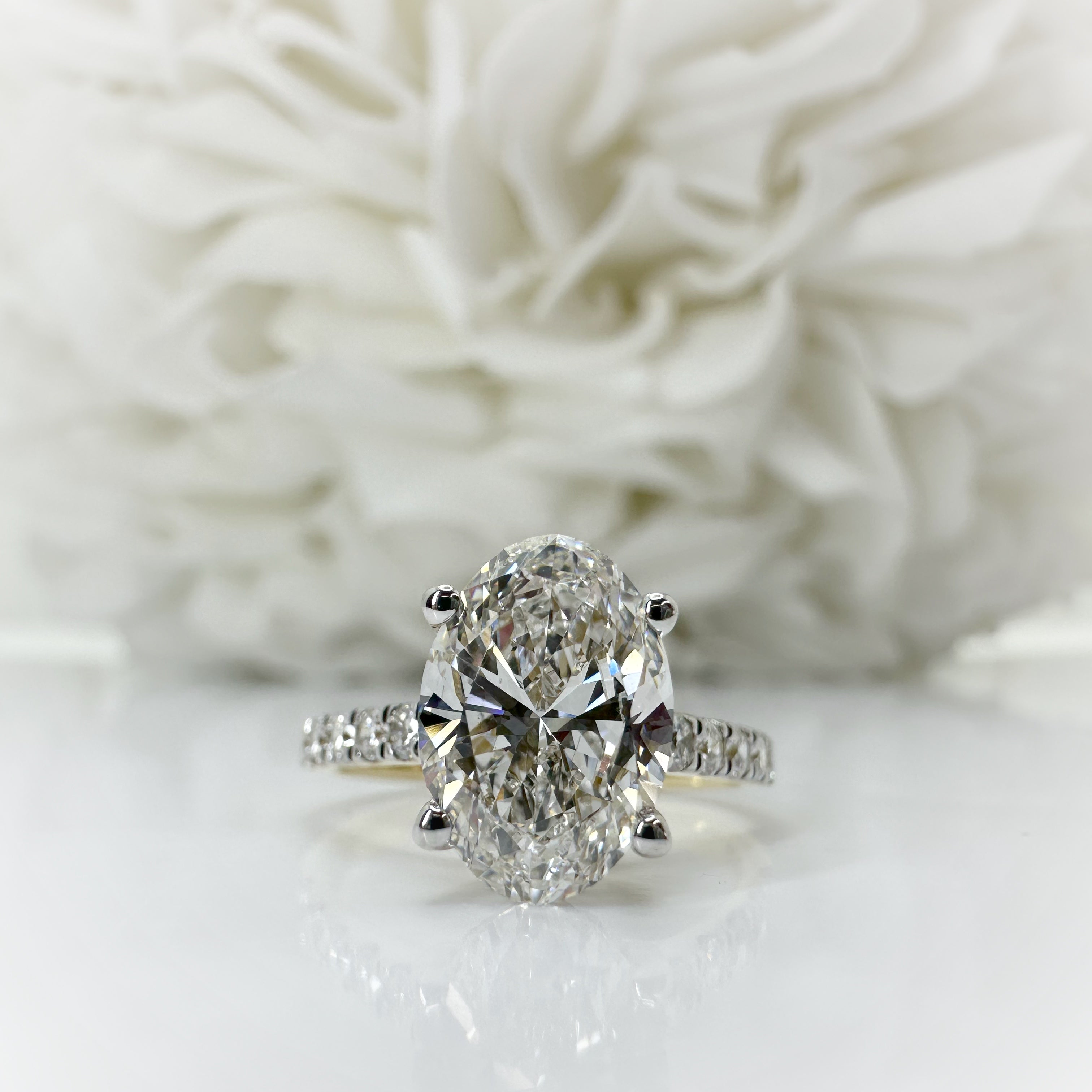 2.00 Carat Oval Cut Lab Grown Diamond Accented Engagement Ring | 14k Yellow Gold