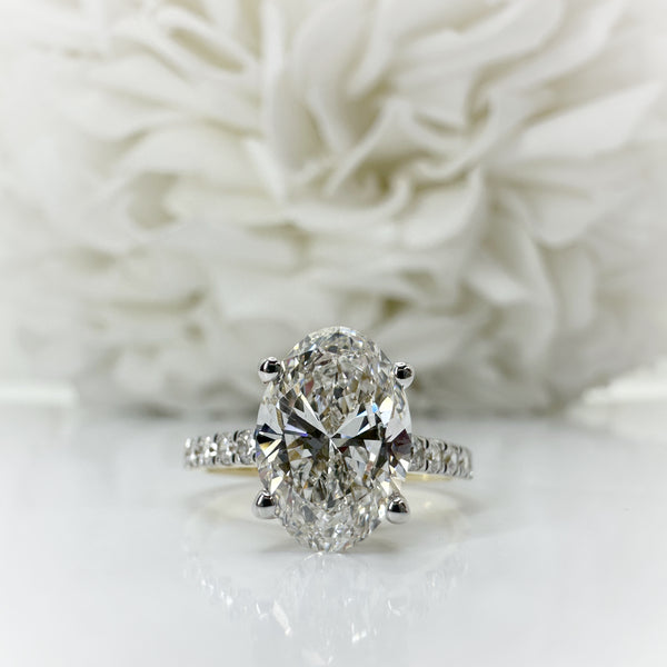 2.00 Carat Oval Cut Lab Grown Diamond Accented Engagement Ring | 14K Yellow Gold