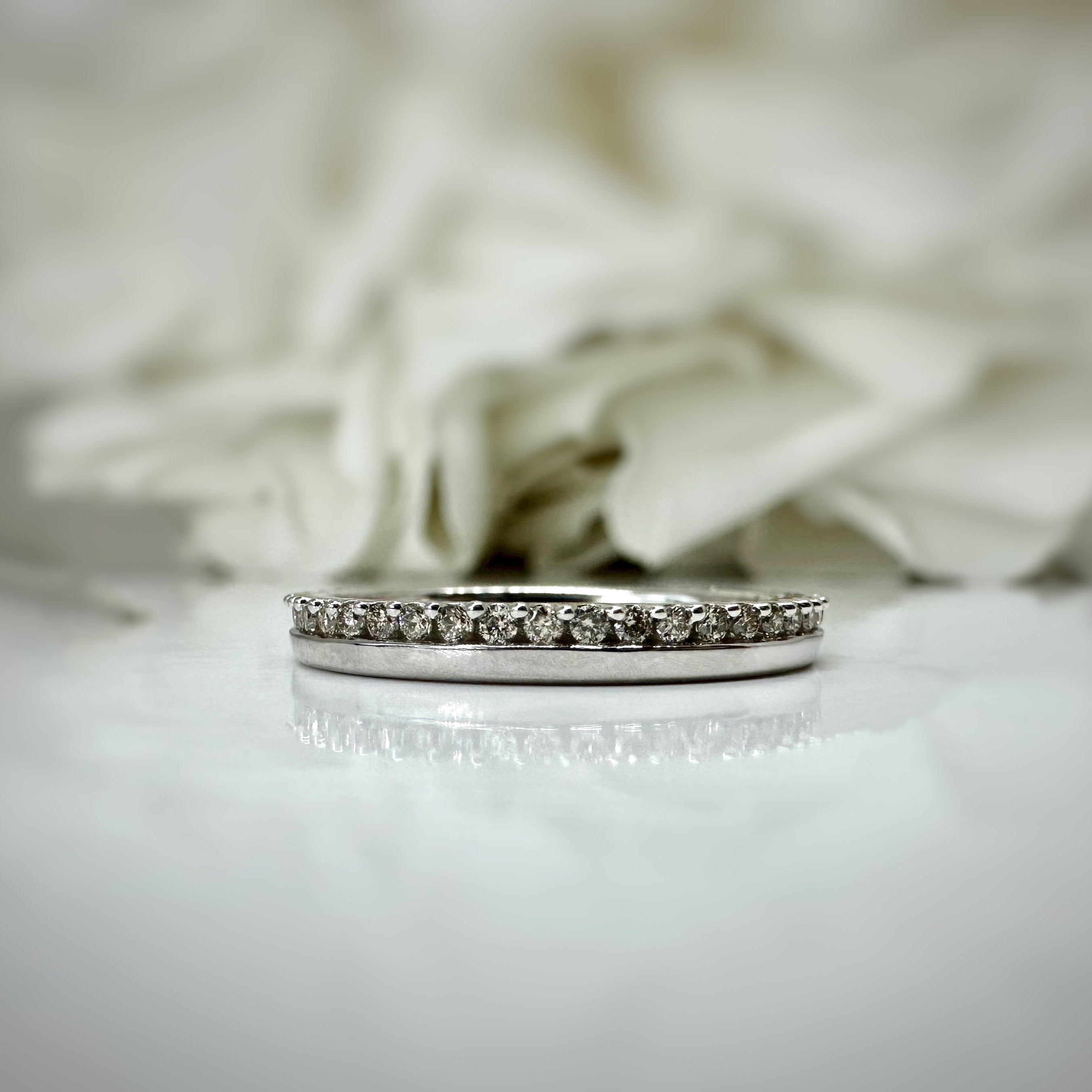 10k white gold double row anniversary band