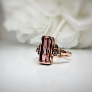 Custom 10k rose gold pink tourmaline ring