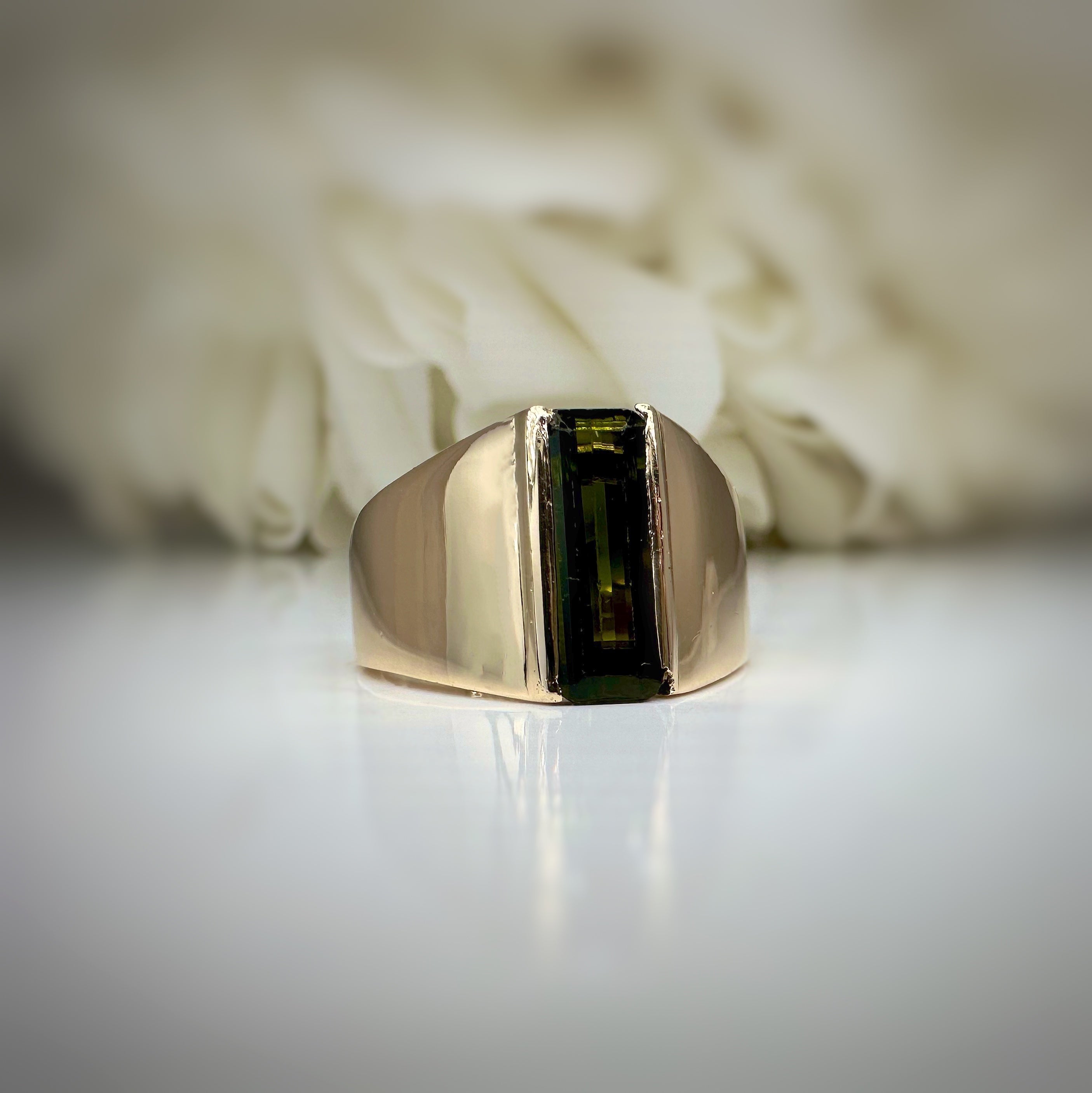 14k Yellow Custom Green Tourmaline Ring