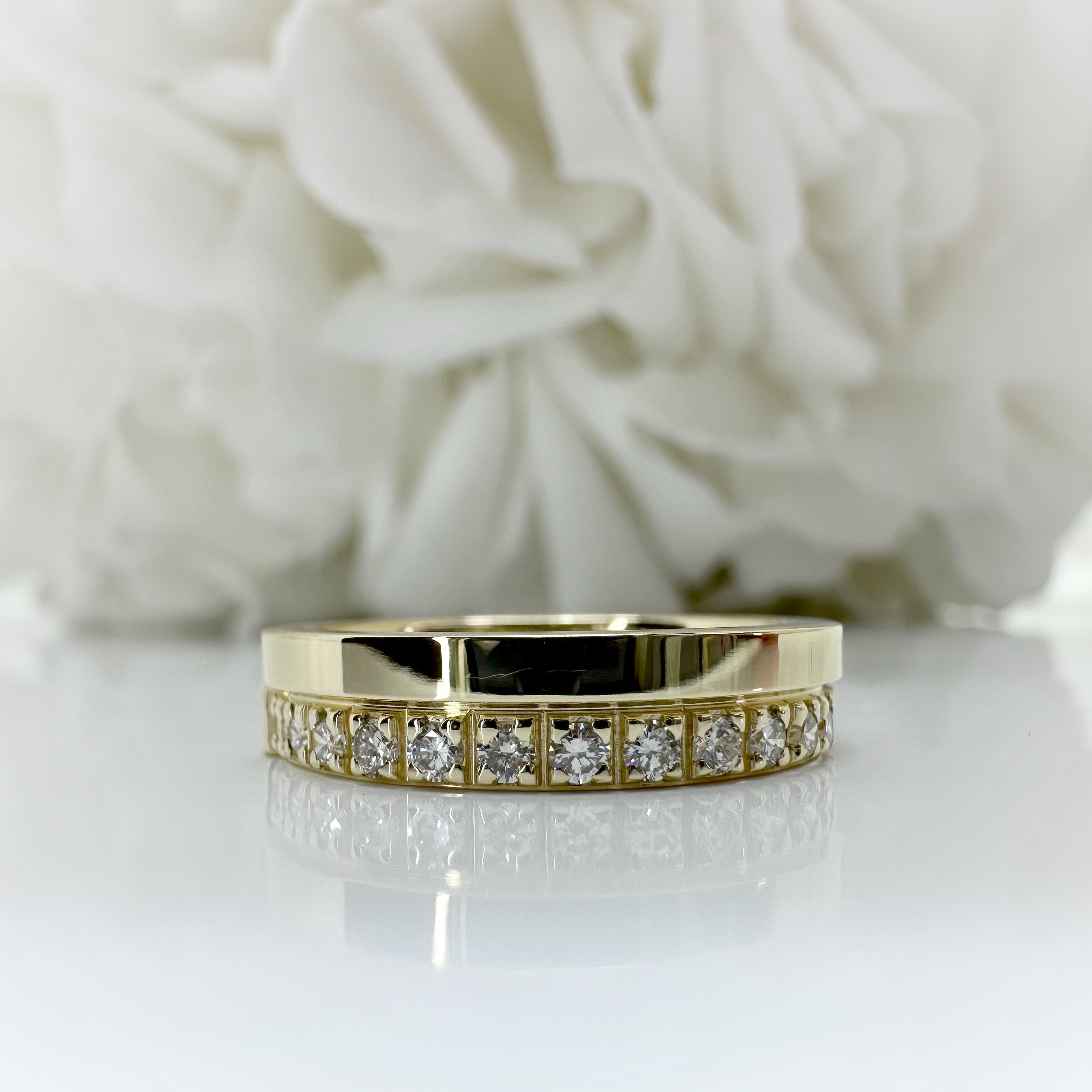 0.32 Total Carat Weight Wide Lab Grown Diamond Anniversary Band | 10k Yellow Gold