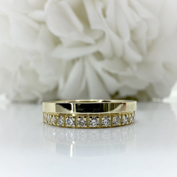 0.32 Total Carat Weight Wide Lab Grown Diamond Anniversary Band | 10K Yellow Gold